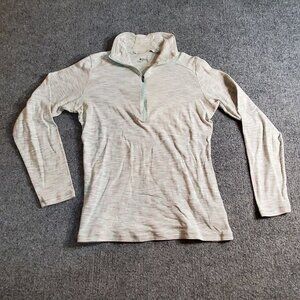Columbia Shirt Womens Large Heathered Beige 1/4 Zip Long Sleeve Stretch Pullover